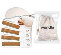 Wundle Bundle Soap Saver Exfoliating Pouch with 4 x Pampering Dove's Moisturising Soap Bars (Shea Butter & Warm Vanilla)