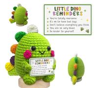 Wuneiox Crochet Positive Gifts, Green Dinosaur Handmade Emotional Support Gift with Inspirational, Funny Home Decor for Encouragement, Positivity Gifts for Friends Coworkers, Proud of You Gifts