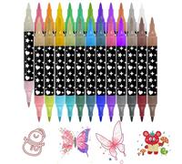 Wuneiox Glitter Felt Tip Pens,48 Colours, Dual Tip Glitter Markers, Waterproof, Non-Toxic, Odorless Metallic Glitter Colouring Pens for Writing, Sketching, Bullet Journals & Crafts