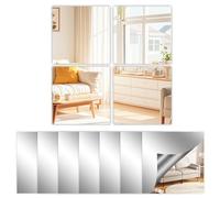 Wuneiox Mirror Stickers,Sticky Mirror Roll, 12pcs, 15x15cm, Mirror Wall Tiles Stick On Mirrors for Walls, Gym Mirrors for Home Gym, Tile Stickers Acrylic for Home Bathroom, Door DIY Full Length