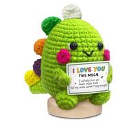 Wuneiox Positive Crochet Gift, Green Handmade Dinosaur Emotional Support Gift with Inspirational, Funny Home Decor for Encouragement, Positivity Gifts for Friends Coworkers, Proud of You Gifts (Love)