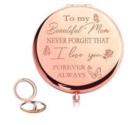 Wuneiox Rose Gold Compact Mirror, Stainless Steel Portable Pocket Mirror, Christmas Birthday Presents for Mummy, Ideal for Daily Touch-Ups & Travel, Gifts for Mum