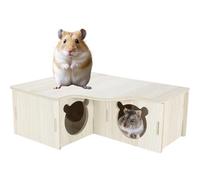 Wuneiox Wooden Hamster Hide, Multi Chamber Hamster Hideout for Cage, Corner House with Top Platform, Syrian,Three-Room Corner Hideout with Removable Lid for Dwarf Gerbils Campbell Chinchilla Syrian