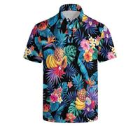 wunjqen Golf Polos for Men Funny Moisture Wicking Golf Shirts Performance Quick-Dry Polo Shirts Short Sleeve, Hawaiian3, Large