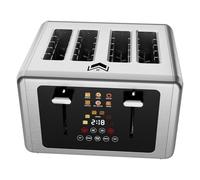 WUNLY 4-slice toaster, touch display and double non-built-in control panel, 5 basic functions and digital countdown toaster, 6 shadow settings and 6 bread types