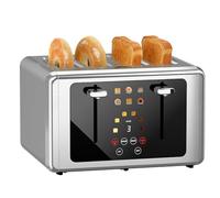 WUNLY 4 slice toaster, touch screen and dual independent control panel, 5 basic functions and digital countdown toasters, 6 shade settings and 6 types of bread