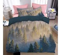 WunM Studio 3D Forest Therapy Bedding Set Mist in the pine forest Duvet Cover Super King Size Comforter Cover For Kids Boys Girls Nature Green Cover With 2 Pillow Case Super King Size Size,grey