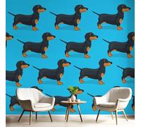 WunM Studio 3D Self Adhesive Wall Mural Dachshund Animal pet dog Pattern Not Peel and Stick Wallpaper Non Woven Fabric Wall Decor for Bedroom Living Room,300x210cm 118" H x 82.6" W