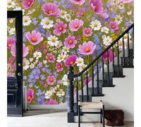 WunM Studio 3D Self Adhesive Wall Mural vibrant wildflowers lush flower fields Pattern Not Peel and Stick Wallpaper Non Woven Fabric Wall Decor for Bedroom Living Room,300x210cm 118" H x 82.6" W
