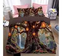 WunM Studio 3D Vibrant Fantasy Forest Bedding Set fern Duvet Cover Super King Size Comforter Cover For Kids Boys Girls Nature Green Cover With 2 Pillow Case Super King Size Size,brown