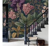 WunM Studio 98.4" H x 68.9" W Thick Indigo Flowering plants Wallpaper Not Peel and Stick Pink hydrangea Paper Non Woven Fabric Wall Stickers for Bedroom Bathroom Garage Pantry Basement Walls