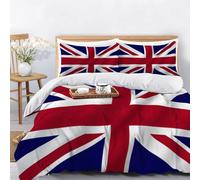 WunM Studio British flag Bedding Set for Boys Girls Kids,Retro British style Comforter Aesthetic Duvet Cover bright red Quilt with Zipper Closure & Corner Ties,King
