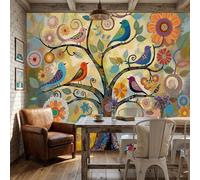 WunM Studio Burnt Orange 3D The Fantasy Tree Wall Paper Decor for Bedroom Bathroom Ceiling Self Adhesive Rotating Dot Tree Contact Paper for Walls Cabinets,Not Self Adhesive Wall Mural