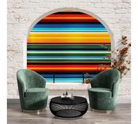 WunM Studio Cream Brick Wallpaper Colorful Striped Pattern Rustic 3D Brick Effect NO-Self Adhesive Wallpaper for Living Room Bedroom Wall Decoration,Simple Geometry,184x127cm
