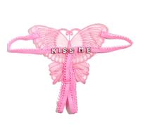 WunM Studio Custom Letters Name Butterfly Women Panties Sexy Transparent T back G-String Thongs/Sexy Lace Comfortable bling bling Name Female Underpants Lingerie Girlfriend Gifts,Pink,One size
