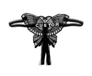 WunM Studio Custom Letters Name Butterfly Women Panties Sexy Transparent T back G-String Thongs/Sexy Lace Comfortable bling bling Name Female Underpants Lingerie Girlfriend Gifts,Black,One size
