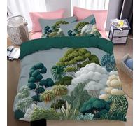 WunM Studio Flower Lotus Rock Duvet Cover Super King Size,Classic oil painting style Print Bedding Set 3 Pcs (2 Pillow Shams),Super Soft Microfiber Abstract Bedroom Decor,Zipper & Ties