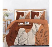WunM Studio King Duvet Cover Set 240 * 220cm - Geometric Abstract Plant Pattern,Bohemian abstract graphics Style Ultra Soft Microfibre,Reversible Quilt Cover with Zipper, Hypoallergenic Bedding