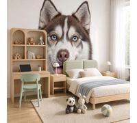 WunM Studio Large Wall Mural Wallpaper Animal Portraits Husky Paste the Wall Non Self Adhesive for Living Room Bedroom Office Decor,400x280cm,（Non-self-Adhesive）