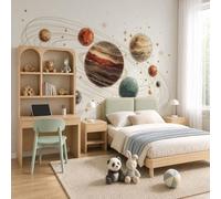 WunM Studio Large Wall Mural Wallpaper Cosmic Astronomy Planet Paste the Wall Non Self Adhesive for Living Room Bedroom Office Decor,184x127cm,（Non-self-Adhesive）