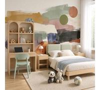 WunM Studio Large Wall Mural Wallpaper Geometric Abstract Texture Wabi-sabi Color Blocks Paste the Wall Non Self Adhesive for Living Room Bedroom Office Decor,400x280cm,（Non-self-Adhesive）