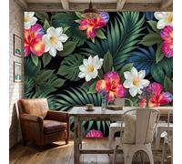 WunM Studio Large Wall Mural Wallpaper Tropical flowers and palm leaves Branches Paste the Wall Non Self Adhesive for Living Room Bedroom Office Decor,150x105cm 1,（Non-self-Adhesive）