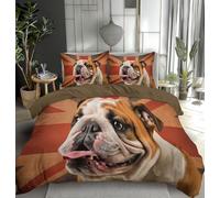 WunM Studio Luxury 3D Printed Duvet Cover Set with UniqueVintage British flag Design -Soft & Comfortable Cute bulldog animal Duvet Cover For all seasons,Durable and Warm Bedding
