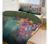 WunM Studio Luxury 3D Printed Reversible Flower Forest Set with Pillowcase- Soft Abstract retro plantsBedding,Easy Care,Machine Washable for King Bed