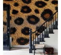 WunM Studio Non Self Adhesive Wall Mural Wallpaper Animal Fur Leopard Print Paste the Wall Large Wallpaper for Bedroom Living Room Decor,Brown,200x140cm