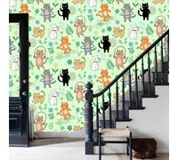 WunM Studio Non Self Adhesive Wall Mural Wallpaper Black cat Silhouette Interesting Animals Paste the Wall Large Wallpaper for Bedroom Living Room Decor,Lavender Purple,200x140cm