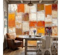 WunM Studio Non Self Adhesive Wall Mural Wallpaper Irregular color blocks Abstract oil painting style Paste the Wall Large Wallpaper for Bedroom Living Room Decor,brown,250x175cm