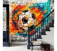 WunM Studio Non Self Adhesive Wall Mural Wallpaper Modern Street Style Sports Graffiti Soccer Paste the Wall Large Wallpaper for Bedroom Living Room Decor,Grey,300x210cm