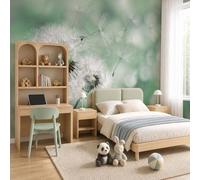 WunM Studio Non Self Adhesive Wall Mural Wallpaper Natural Plants Dandelion Paste the Wall Large Wallpaper for Bedroom Living Room Decor,Mint Green,368x254cm