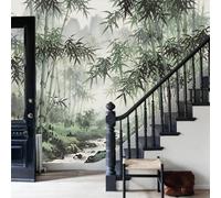 WunM Studio Non Self Adhesive Wall Mural Wallpaper Zen Aesthetics Natural Scenery Bamboo Forest Paste the Wall Large Wallpaper for Bedroom Living Room Decor,Emerald Green,368x254cm