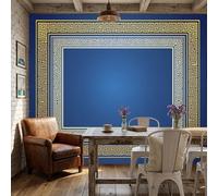 WunM Studio Not Self Adhesive Wall Mural 3D Classic Greek key pattern border Geometric meander pattern Removable Wallpaper 250x175cm 1 98.4" H x 68.9" W 2 Stick Wall Art for Living Room Bedroom Decor