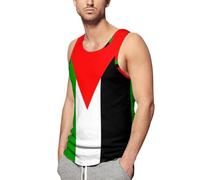 WunM Studio Palestine Flag Men's Bodybuilding Tank Tops, O-Neck Sleeveless Fitness Workout Training T-Shirt Quick Drying,Cut Off Flag Tank Top Men Patriotic Funny Summer Sleeveless Shirt,red,M