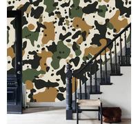 WunM Studio Paste the Wall Wall Mural Non-Woven Fabric Camouflage Geometric Texture Camouflage Military Theme for Living Room Bedroom,Military Green,368x254cm