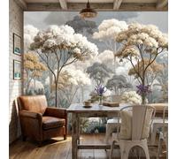 WunM Studio Paste the Wall Wall Mural Non-Woven Fabric Dreamy Ancient Forest Mist Trees for Living Room Bedroom,Dark Gray,250x175cm