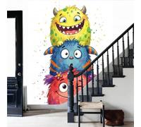 WunM Studio Paste the Wall Wall Mural Non-Woven Fabric Fun Watercolor Hand-Painted Animals Little Monster for Living Room Bedroom,White,300x210cm