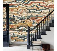 WunM Studio Paste the Wall Wall Mural Non-Woven Fabric Mosaic Pattern Bohemian Mediterranean Aesthetics for Living Room Bedroom,Terracotta,300x210cm