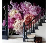 WunM Studio Paste the Wall Wall Mural Non-Woven Fabric Realistic Floral Still Life Peony Rose for Living Room Bedroom,Soft Pink,200x140cm,Premium Art Print Fleece Wall Mural Decoration Poster Picture