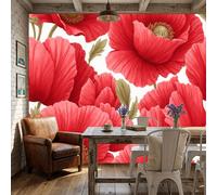 WunM Studio Paste the Wall Wall Mural Non-Woven Fabricpoppy Realistic and exquisite flowers for Living Room Bedroom,red,300x210cm