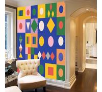 WunM Studio Paste the Wall Wallpaper Bright colors and geometric shapes,Elegant modern abstract patterns Non Self Adhesive Wall Mural for Living Room Bedroom Large Wall Decor,Turmeric,250x175cm