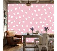 WunM Studio Paste the Wall Wallpaper Cute style patterns,Sweet and heart-shaped Non Self Adhesive Wall Mural for Living Room Bedroom Large Wall Decor,pink,400x280cm