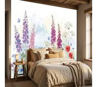 WunM Studio Paste the Wall Wallpaper Flowers, Plants, Butterflies,French Country Style Non Self Adhesive Wall Mural for Living Room Bedroom Large Wall Decor,Sage Green,400x280cm