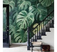 WunM Studio Paste the Wall Wallpaper Monstera Leaves,Realistic Tropical Green Plants Non Self Adhesive Wall Mural for Living Room Bedroom Large Wall Decor,Forest Green,200x140cm