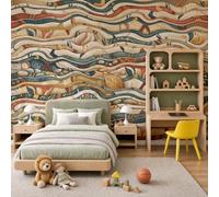WunM Studio Paste the Wall Wallpaper Mosaic Pattern,Bohemian Mediterranean Aesthetics Non Self Adhesive Wall Mural for Living Room Bedroom Large Wall Decor,Terracotta,200x140cm