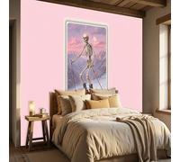 WunM Studio Paste the Wall Wallpaper Tarot Card Death,skeleton Non Self Adhesive Wall Mural for Living Room Bedroom Large Wall Decor,pink,200x140cm
