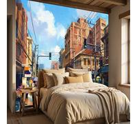 WunM Studio Paste the Wall Wallpaper Traffic lights,Realistic style natural scenery Non Self Adhesive Wall Mural for Living Room Bedroom Large Wall Decor,blue,150x105cm