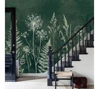 WunM Studio Photo Wallpaper 3D Wabi-sabi Distressed Pattern 250x175cm Non-Woven Wall Art XXL Moderne Living Room Bedroom,Retro Plants: Dandelion Poppy Wall Mural for Bedroom